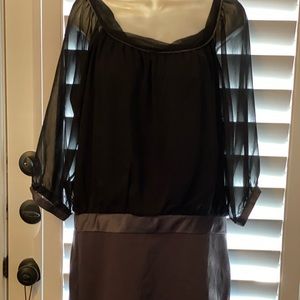 Knee length BCBG dress with sheer sleeves size 12